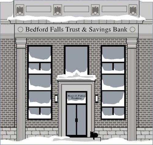 Cat's Meow Village It's a Wonderful Life Bedford Falls Trust & Savings Bank Christmas Collectible NEW