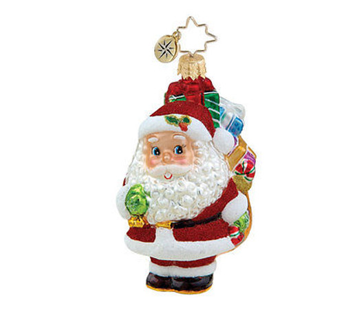 Christopher Radko Hand Blow Glass Painted Wee Jolly Gent Santa #1015628 NEW Box