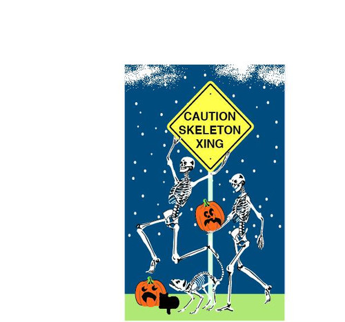 Cat's Meow Village  Halloween Skeleton Crossing Sign Caution #19-633