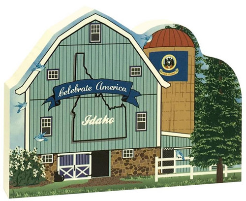 Cat’s Meow Village Idaho State Barn R1160 Mountain Bluebird Syringa White Pine