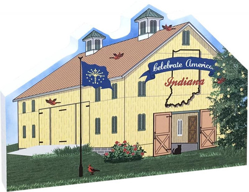 Cat’s Meow Village Indiana State Barn R1162 Cardinal Peony Tulip Tree