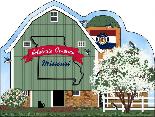 Cat’s Meow Village Missouri State Barn R1173 Bluebird Hawthorn Dogwood
