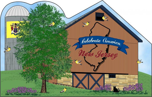 Cat’s Meow Village New Jersey State Barn R1177 Goldfinch Meadow Violet Red Oak