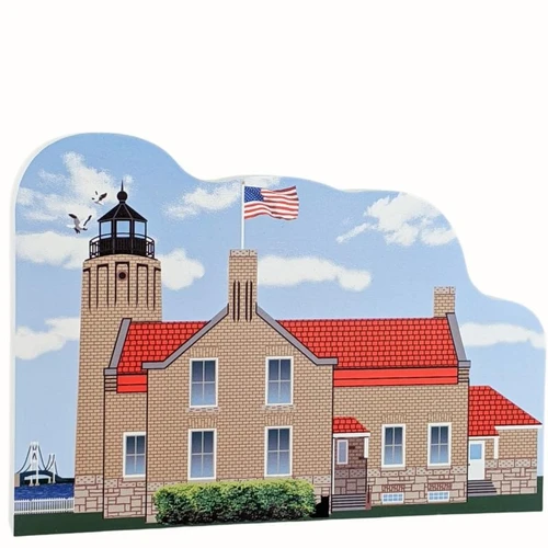 Cat’s Meow Village Old Mackinac Point Lighthouse Mac City Michigan #R1596  (Front)