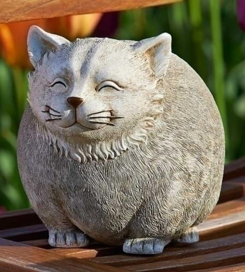 ROMAN Pudgy Pals 7.25" Cat Garden Statue Figure #75263 NEW Boxed