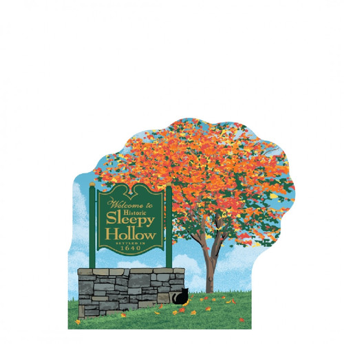 Cat's Meow Village Halloween Welcome Sleepy Hollow Town Sign New York #22-863