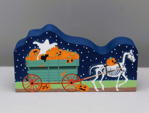 Cat’s Meow Village Halloween Pumpkin Haul Ghost Horse Wagon Glows #25-633