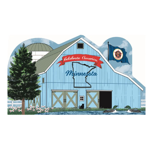 Cat’s Meow Village Minnesota State Barn R1171 Loon Lady Slipper Norway Pine