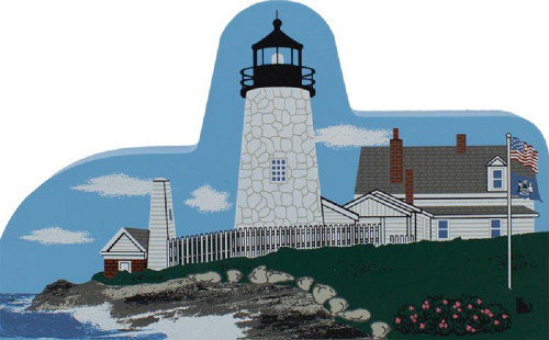 Cat’s Meow Village Pemaquid Point Lighthouse R754 New Harbor Maine Wood Sitter