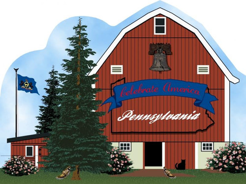 Cat’s Meow Village Pennsylvania State Barn R1184 Ruffed Grouse Laurel Hemlock