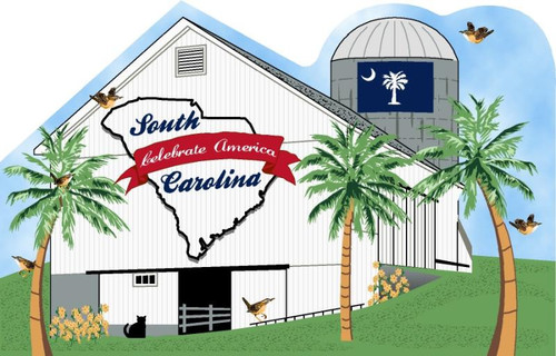 Cat’s Meow Village South Carolina State Barn R1186 Wren Yellow Jessamine Palmetto
