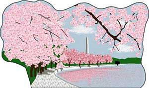 Cat's Meow Village Shelf Sitter - Washington Cherry Trees RA705