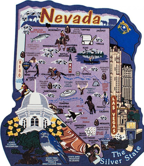 Cat’s Meow Village Nevada State Map RA698 Silver State Decor