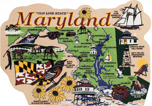 United States Map, Maryland The Old Line State