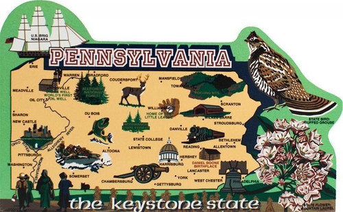 Cat’s Meow Village Pennsylvania State Map RA684 Keystone State Decor