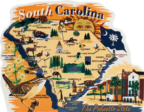 United States Map, South Carolina Palmetto State