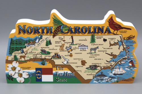 Cat’s Meow Village North Carolina State Map RA679 Tar Heel State Decor