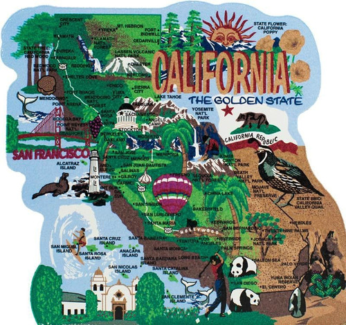 Cat’s Meow Village California State Map RA696 Golden State Decor