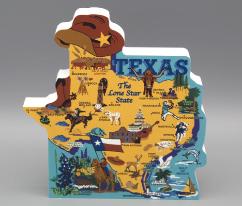 Cat’s Meow Village Texas State Map RA689 Lone Star State Decor (Front)