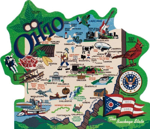 Cat’s Meow Village Ohio State Map RA681 Buckeye State Columbus Decor (RA681)