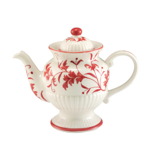 Sadek Ceramic Ribbed Red Leaf Teapot