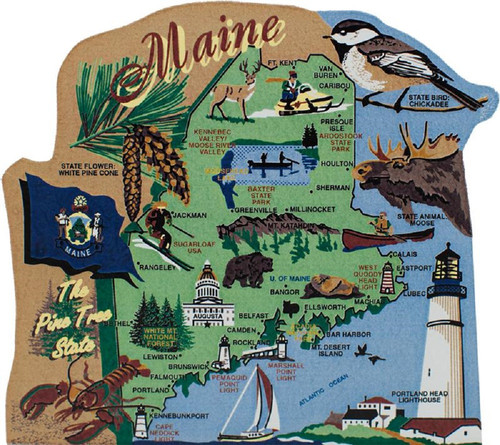 United States Map, Maine Pine Tree State