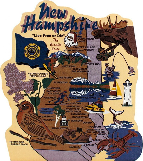 Cat’s Meow Village New Hampshire State Map RA676 Concord NH Granite State Decor (RA676) 