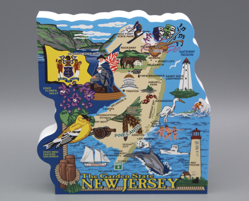 Cat’s Meow Village New Jersey State Map RA677 Garden State NJ Decor (RA677)