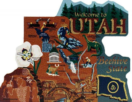 Cat’s Meow Village Utah State Map RA700 Beehive State Decor