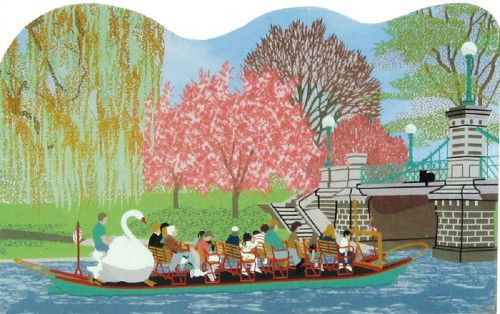 Cat's Meow Village Shelf Sitter - Swan Boat Scene Boston R105