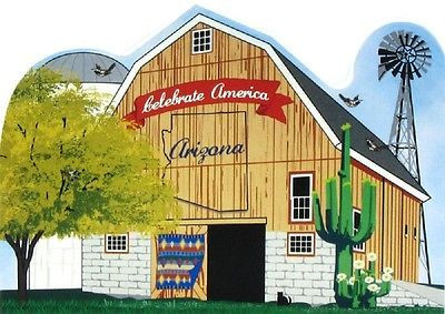 Cat’s Meow Village Arizona State Barn R1152 Cactus Wren Saguaro Blossom Palo Verde