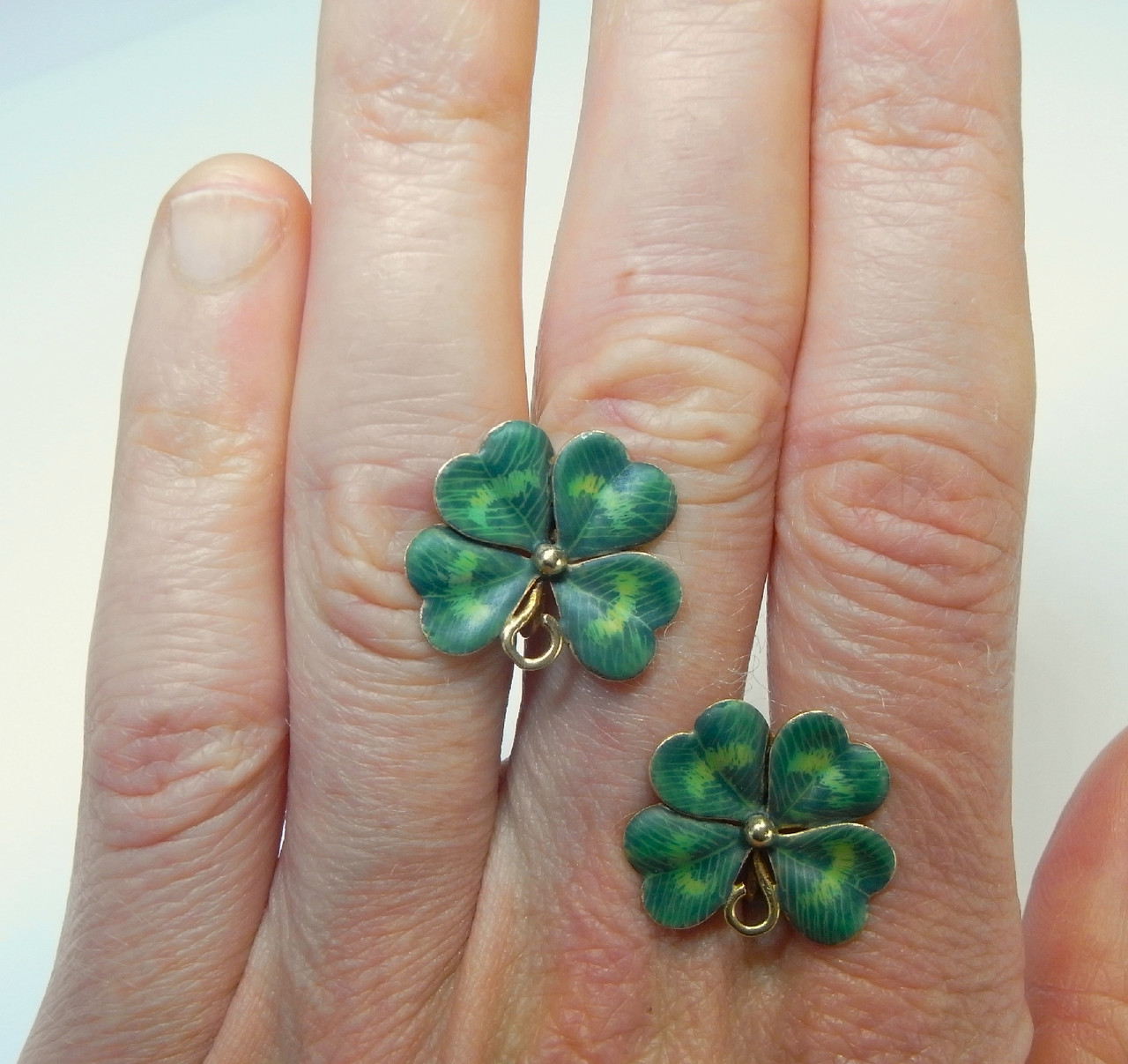 St Patricks Day Earrings Dangle, Green Shamrock Earrings, Four Leaf Clover Earrings, Irish Jewelry, Lucky Irish Earrings, Solid Green & White