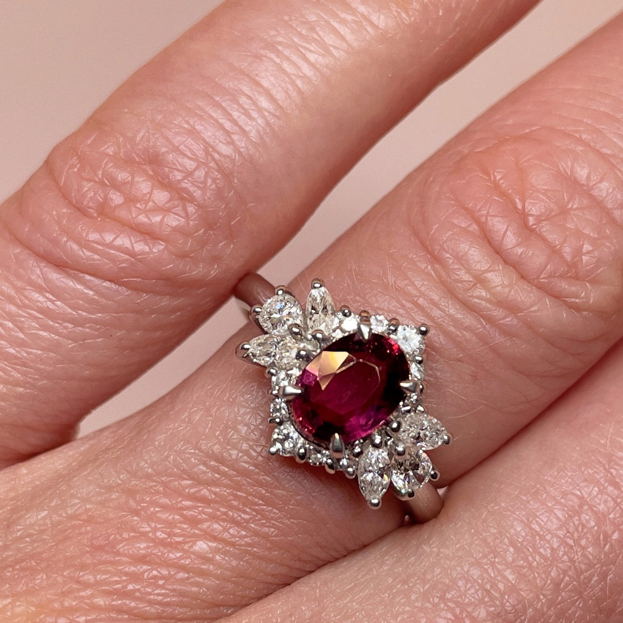 Dark red shop ruby ring