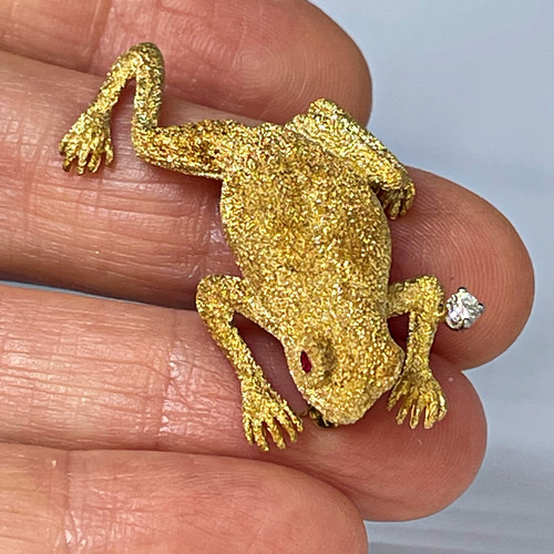 Diamond Frog Pin Brooch 18K Animal Jewellery Pin Ruby Rubies OPR Jewelry