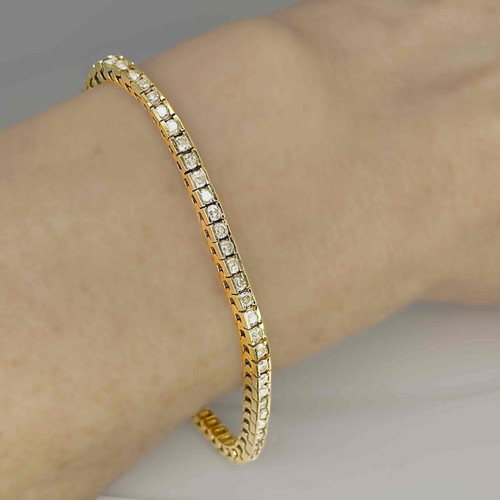3.20cttw channel set yellow gold diamond tennis bracelet