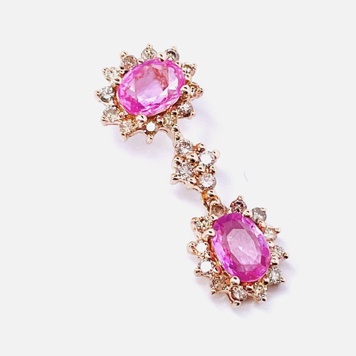 Unheated Pink Sapphire Diamond Drop Pendant