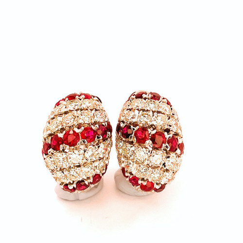 Unheated ruby diamond dome earrings pave ruby diamond earrings buy natural ruby earrings online sydney australia