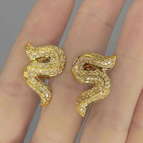 Buy diamond earrings online diamond snake earrings snake jewellery snake earrings set with diamonds in gold Purchase estate vintage diamond earrings diamond