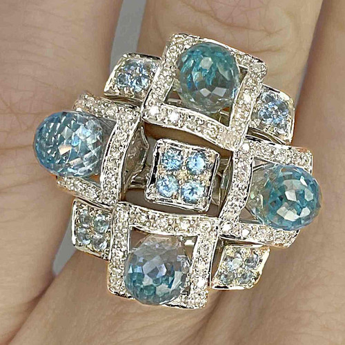 Buy cocktail ring online Buy large topaz ring online Buy briollette cut topaz ring jewellery jewelry online