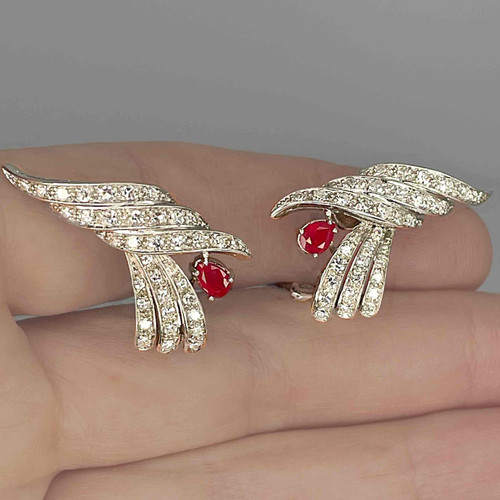 Art Deco Ruby Diamond Earrings. Burmese ruby earrings. Antique Burmese Ruby jewellery jewelry earrings 18K white gold Buy antique and estate jewellery jewelry Sydney Australia. Sydney Antique Jewellery Shops Online Buy antique jewellery online Australia Antique Burmese Ruby jewellery jewelry earrings 18K white gold. OPR Jewelry Unheated Burmese Ruby Earrings Art Deco Burma Ruby Earrings. OPR Jewelry Angel wing earrings natural rubies diamonds. Burma Burmese Ruby Diamond Antique Earrings.