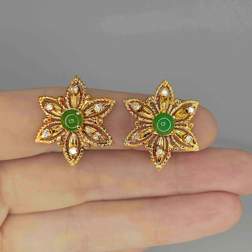 Emerald earrings 14K Gold Buy unique emerald earrings vintage antique emerald earrings online Sydney Australian