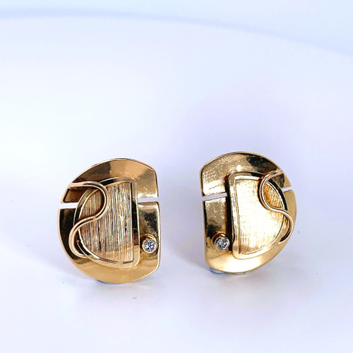 Designer diamond earrings for sale online Vintage gold statement earrings 1980s gold earrings. Big gold diamond earrings. OPR Jewelry Jewellery