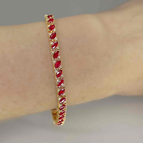 OOAK 1970s Ruby Diamond 14K Gold Bracelet