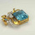 OOAK Huge Art Deco Unheated Aquamarine Diamond 18K Gold Pin