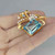 OOAK Huge Art Deco Unheated Aquamarine Diamond 18K Gold Pin