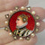 Victorian Rose Diamond Enamel Portrait Miniature Brooch Pin 18K Gold 19th Century 1800s