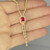 Emerald Cut Ruby Diamond Necklace 14K Gold Pendant Fringe