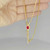 Emerald Cut Ruby Diamond Necklace 14K Gold Pendant Fringe