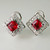 Luxury square cut natural ruby diamond 18K gold earrings. Ruby anniversary earrings Buy natural rubies online