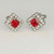 Vivid Ideal Red Ruby Diamond 18K White Gold Stud Earrings